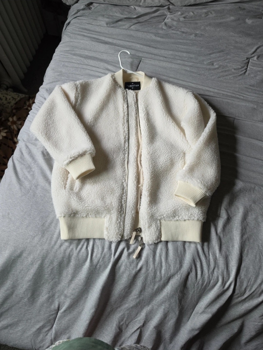 Fabletics Cream Sherpa Bomber Jacket